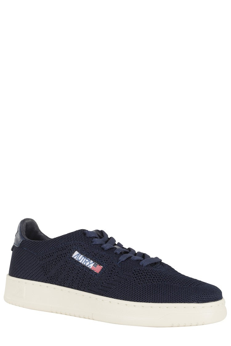 Autry Blue Easeknit Low Side-Logo Polyester Sneakers