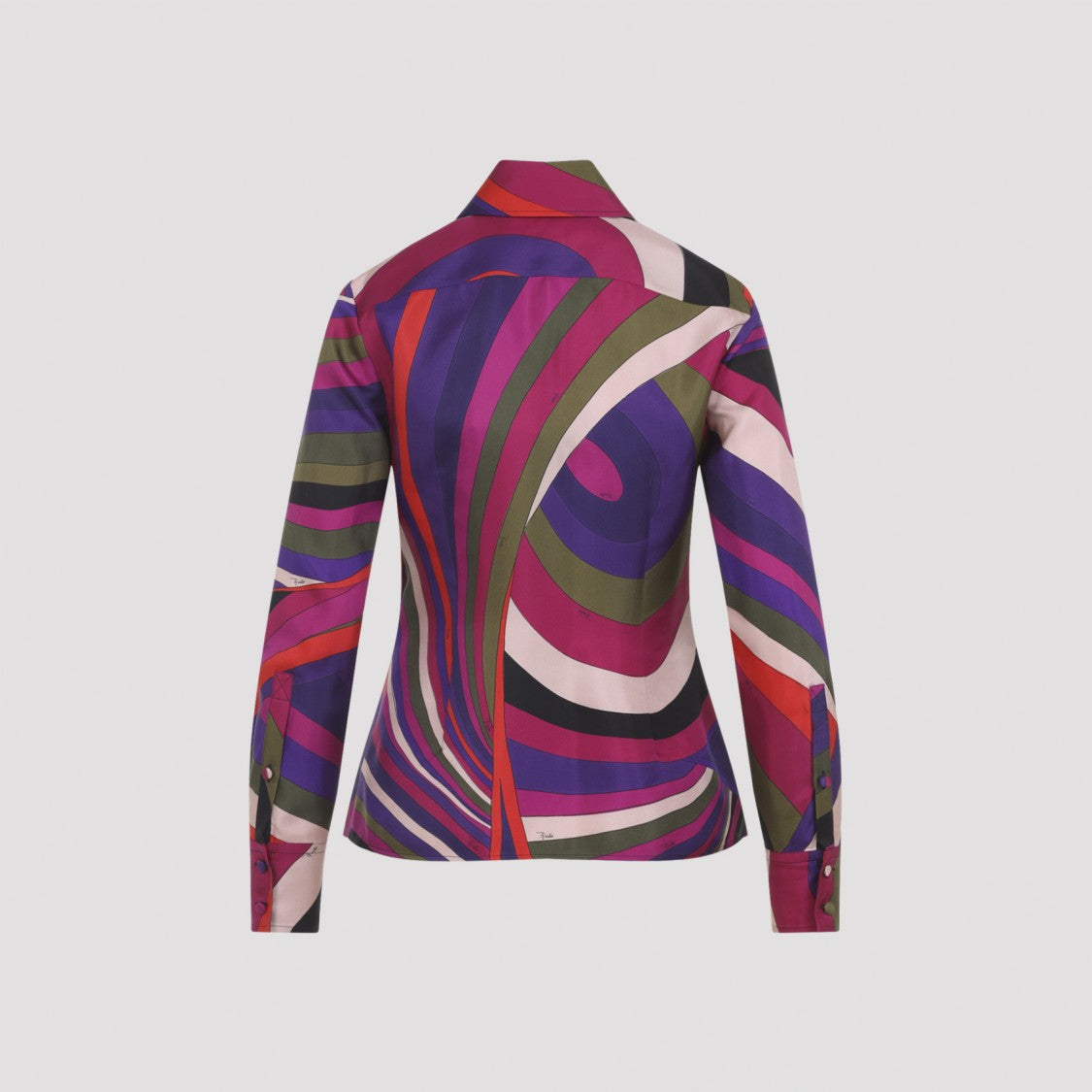 Pucci Multicolor Silk Twill Shirt With Pointed Collar And Boxy Pleat