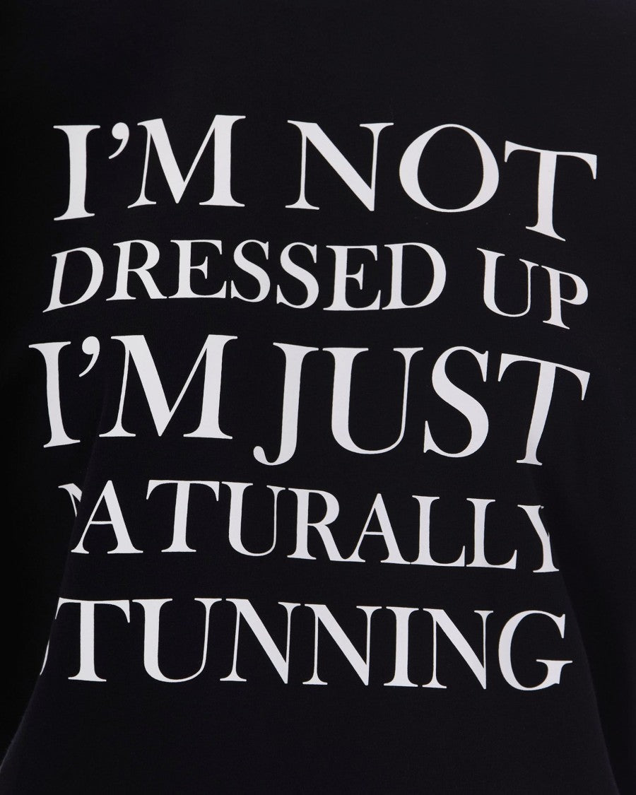 Elisabetta Franchi Oversized Black Jersey T-Shirt With Contrasting Lettering