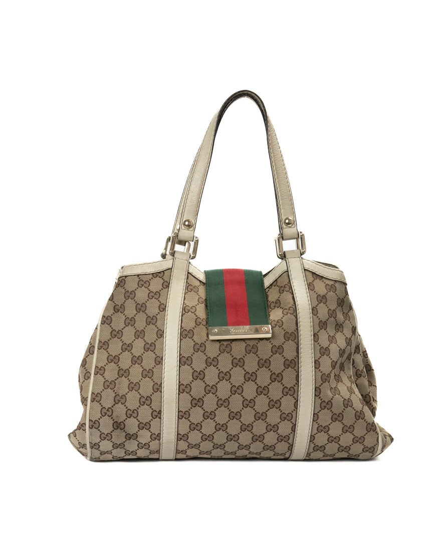 Gucci White Gg Supreme Canvas Shoulder Bag