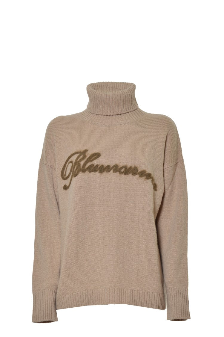 Blumarine Camel Cashmere Turtleneck Sweater