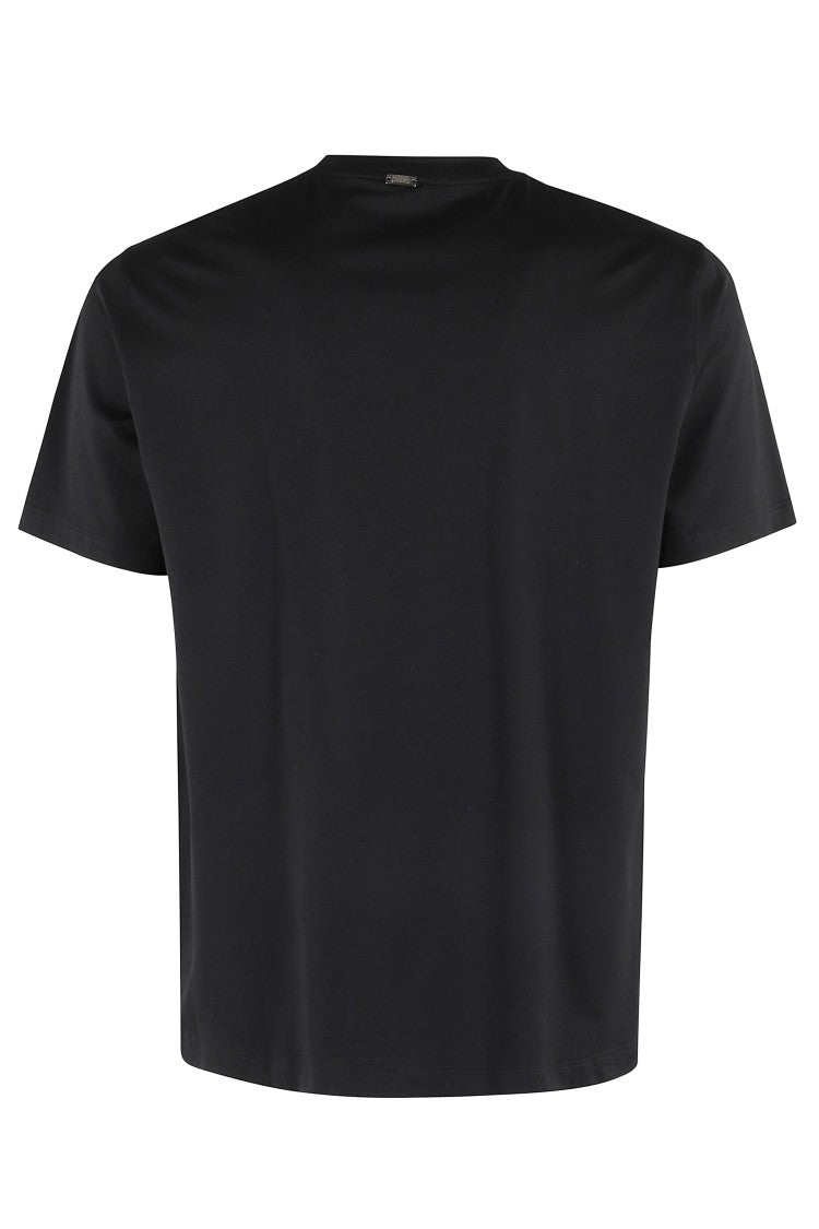 Herno Black Basic Round-Neck Stretch Cotton T-Shirt