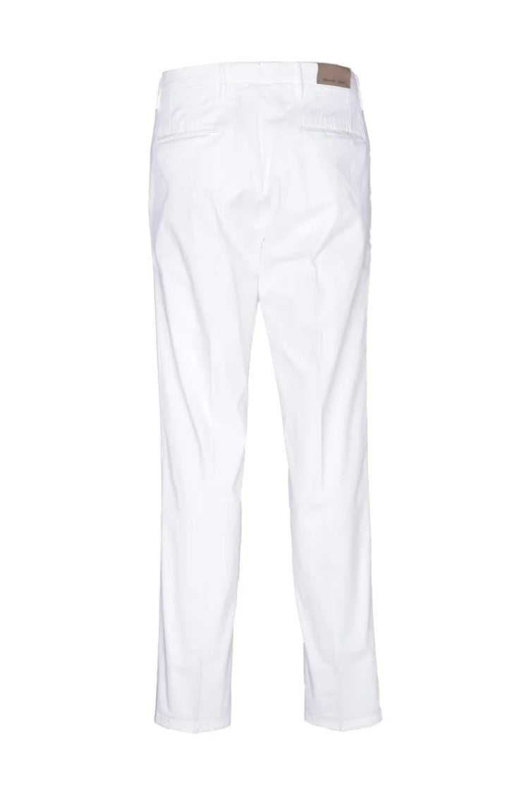 Michael Coal Cotton And Elastane Slim Fit Trousers With Leather Detail