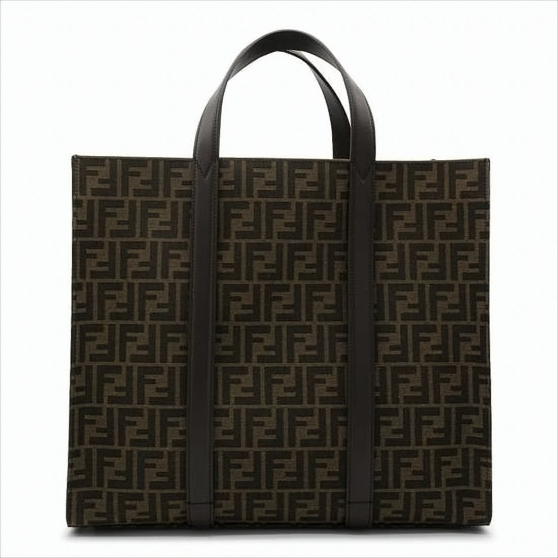 Fendi Structured Dark Brown Monogram Tote Bag With Detachable Strap