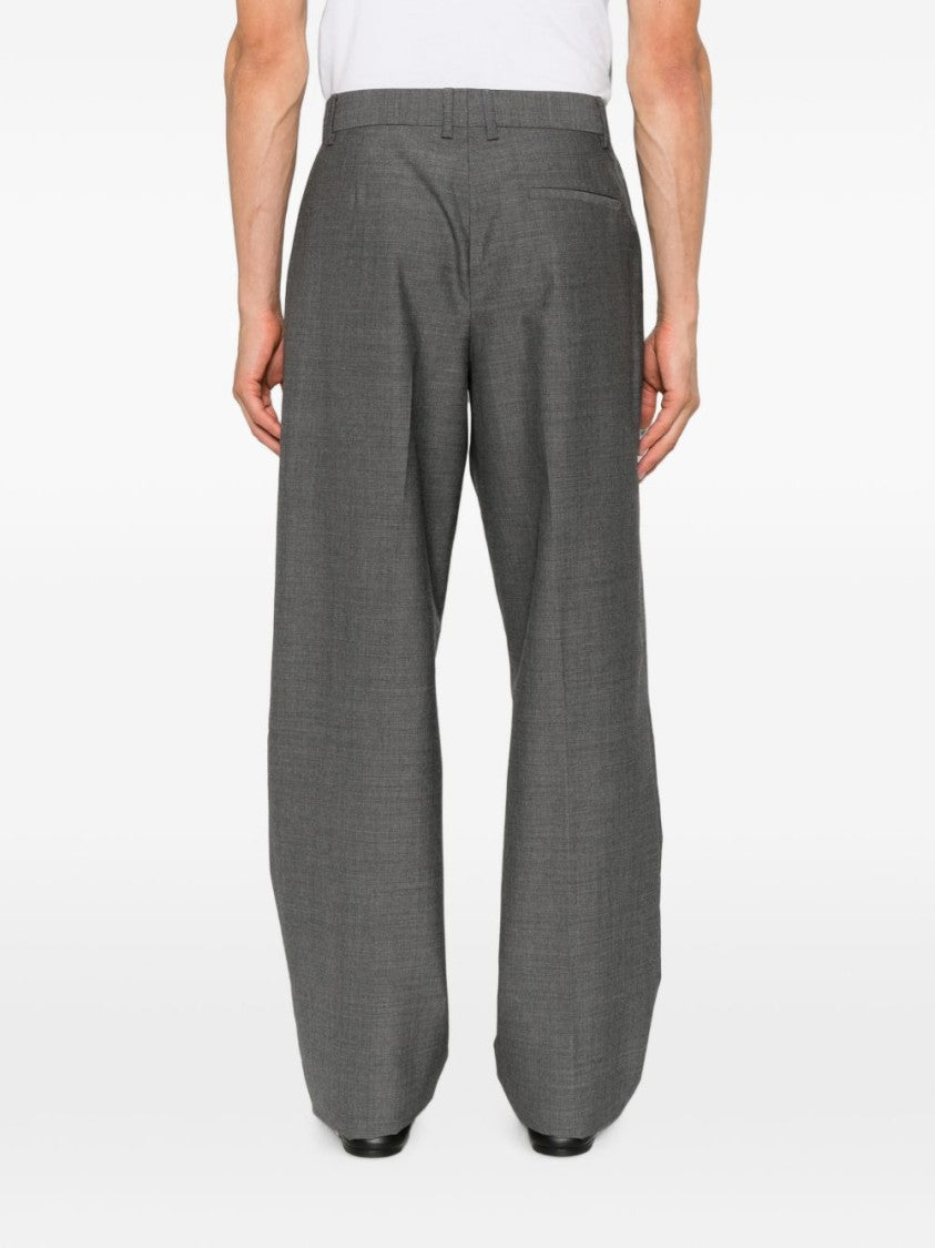 Moschino Silk-Nylon Blend Straight-Leg Trousers With Subtle Crease