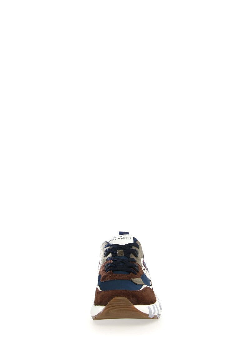Voile Blanche Layered Mesh And Leather Running Sneakers