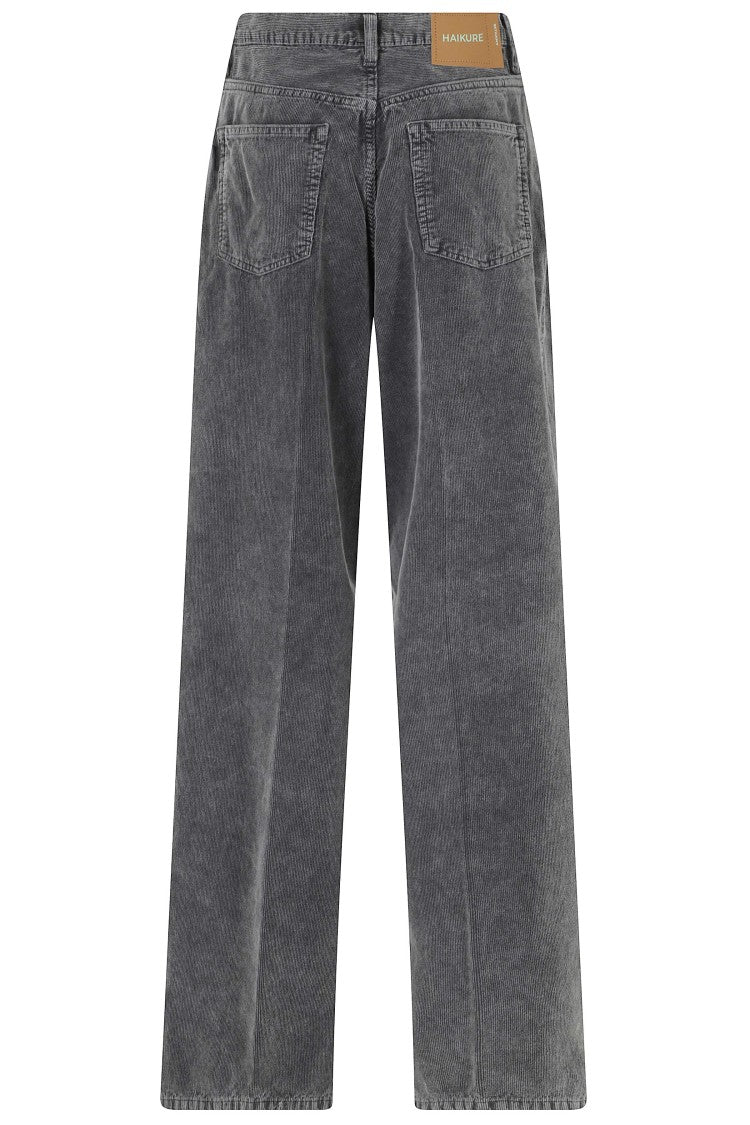 Haikure Grey Bethany Velvet Pier Relaxed Wide-Leg Corduroy Jeans