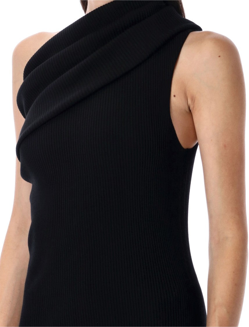 Rick Owens Athena One Shoulder Draped Floor Length Dress