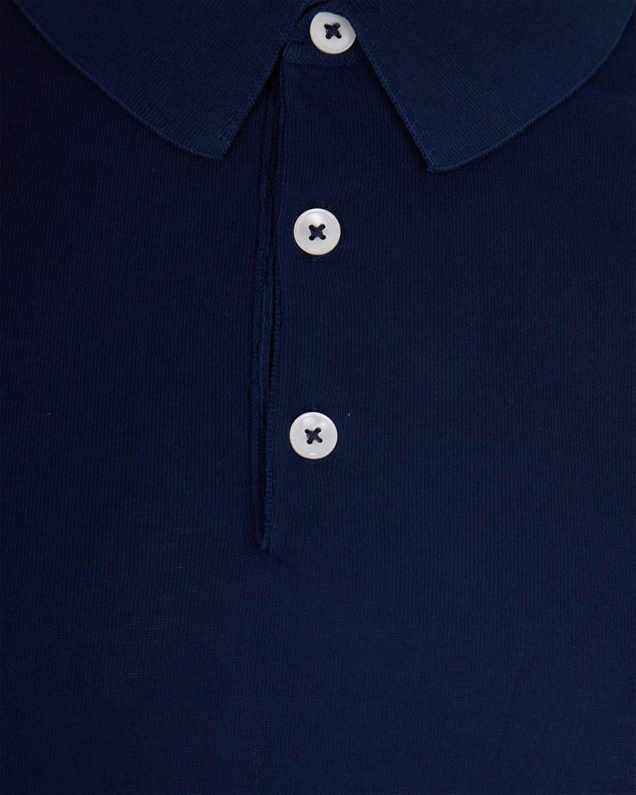 Eleventy Navy Blue Cotton Polo Shirt
