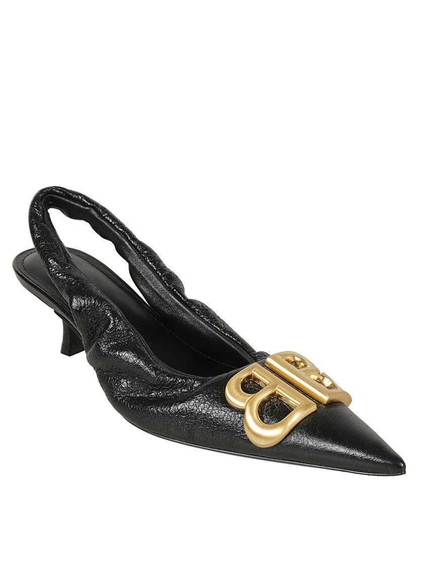 Balenciaga Pointed Toe Slingback Heels With Elasticized Opening