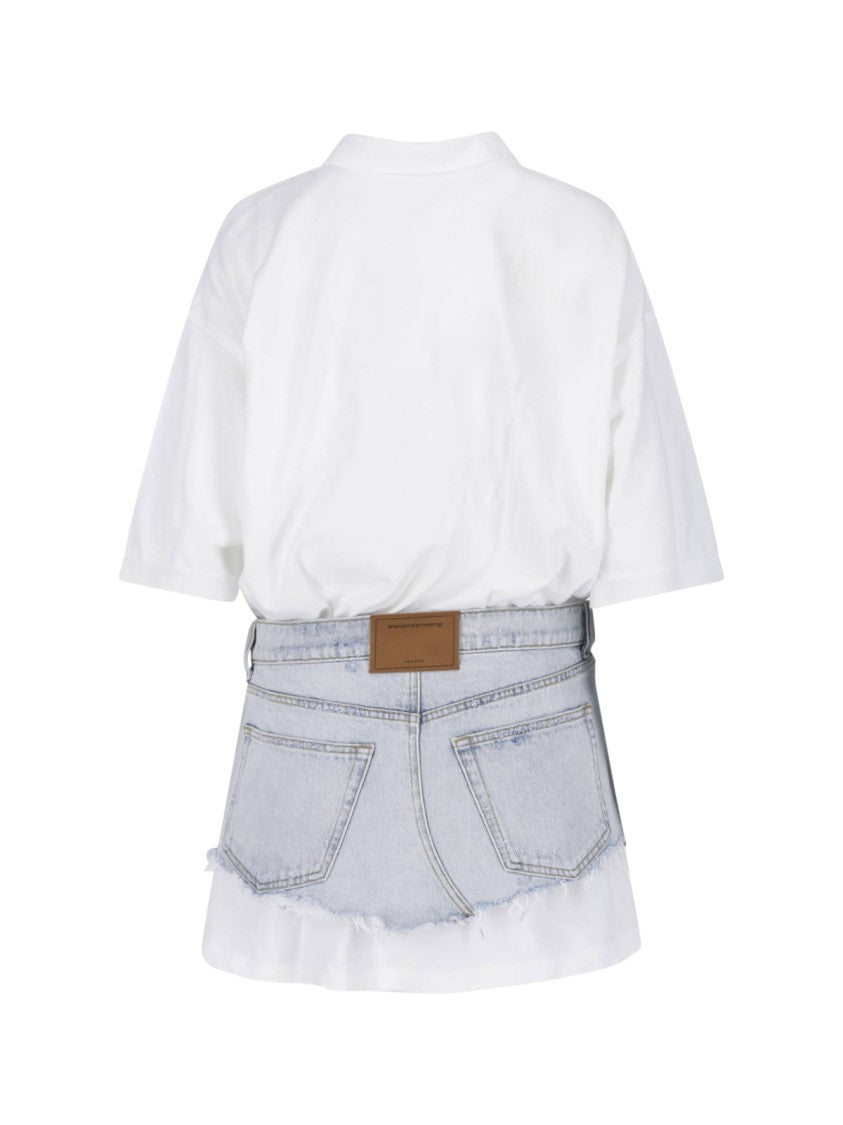 Alexander Wang Layered Denim And Polo-Style Dress