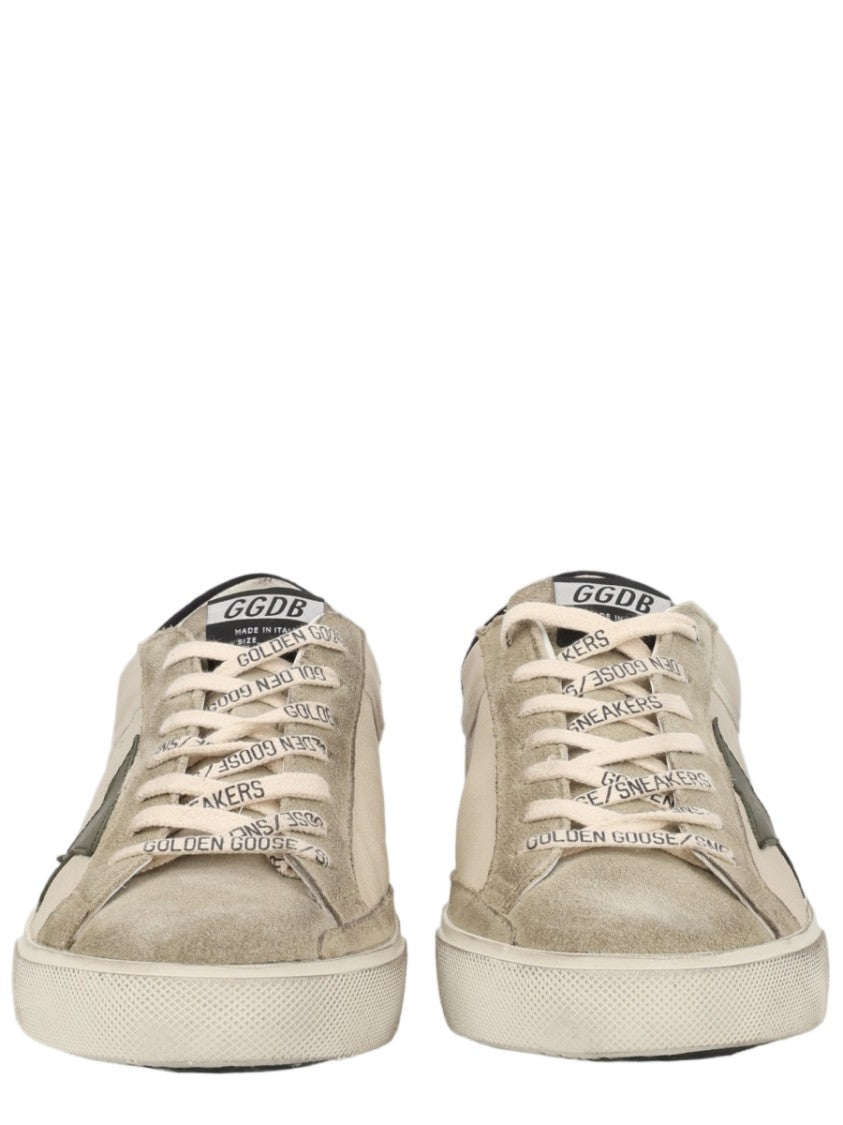 Golden Goose Vintage Off-White Distressed Leather Sneakers