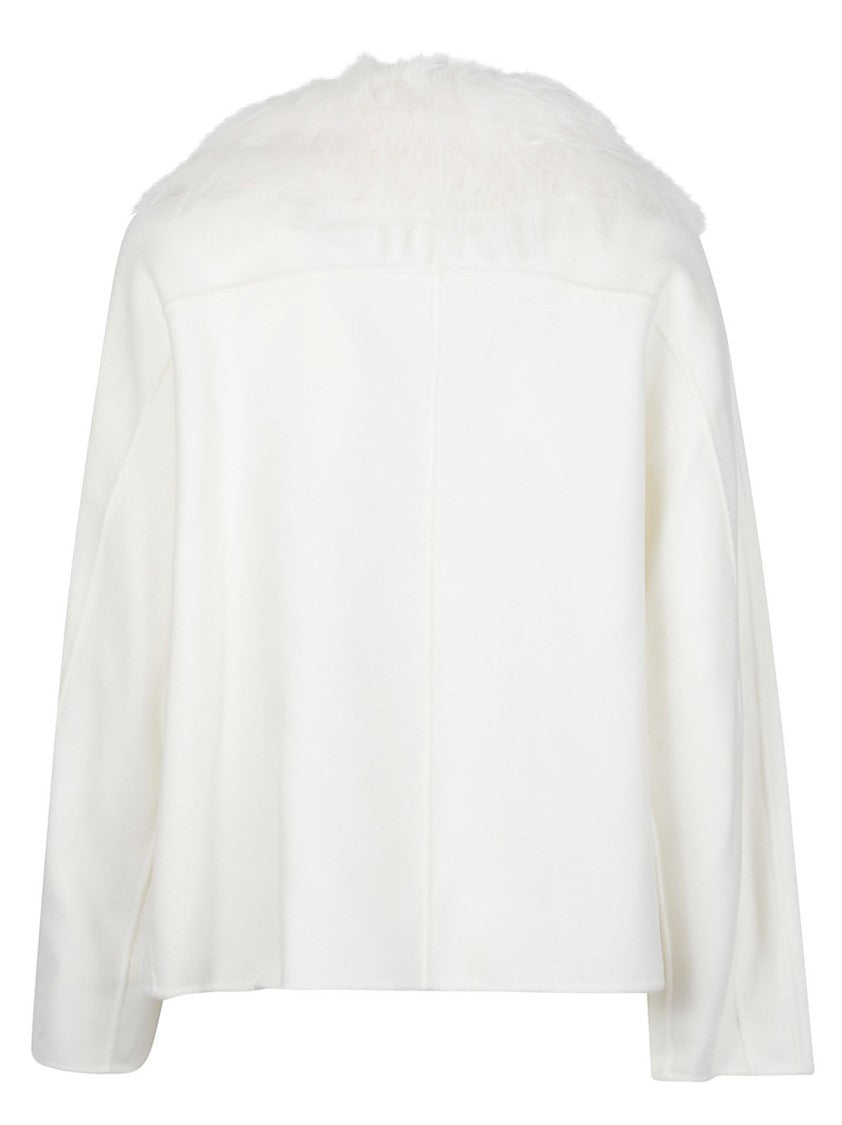 Loulou De Saison Rafe Faux Fur Collar Wool-Cashmere Cropped Jacket