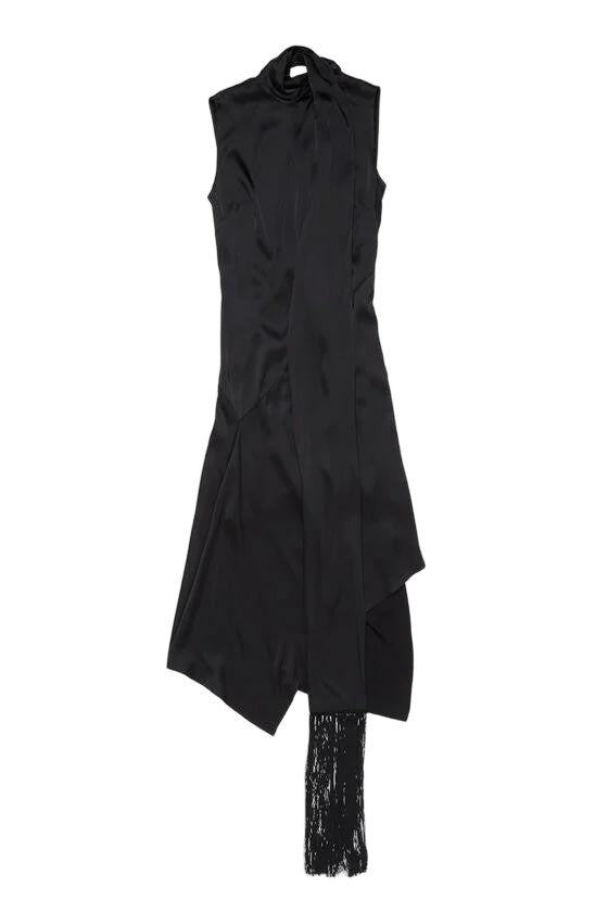 Acne Studios Asymmetrical Midi Dress With Draped Necktie