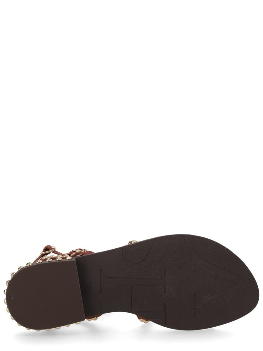Ash Gladiator Buckles Studded Flat Sandals