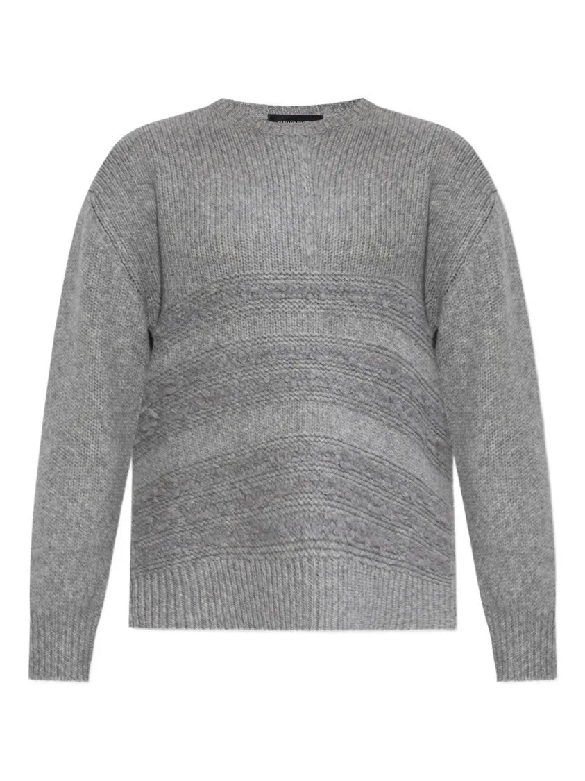 Fabiana Filippi Textured Grey Knit Sweater With Ribbing And Cable Knit Details