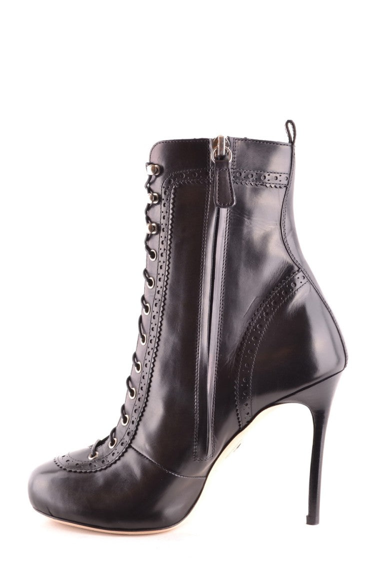 Dsquared2 Lace-Up Black Leather Ankle Boots