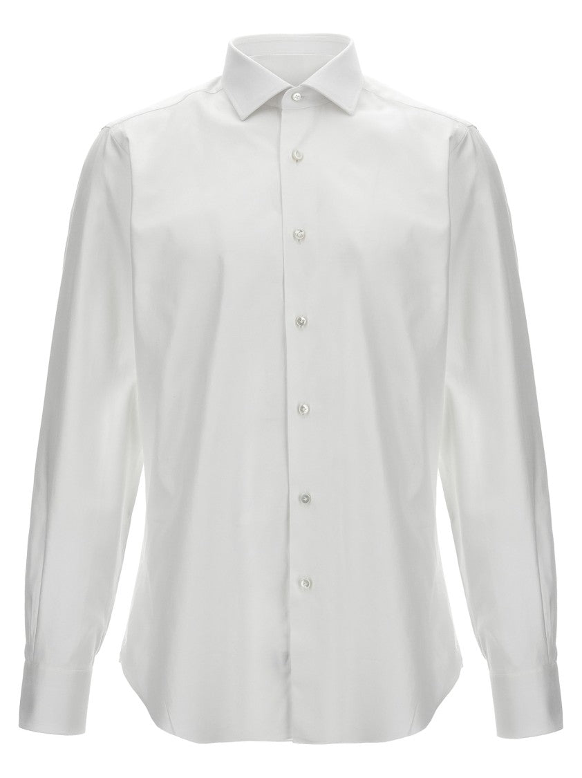 Barba Long Cuffed White Cotton Shirt