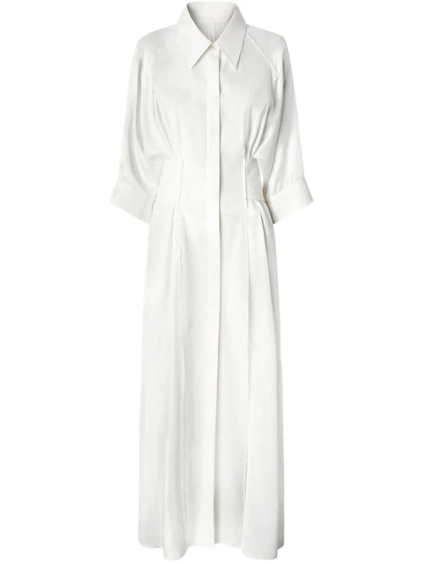 Pinko White Maxi Dress With Classic Collar