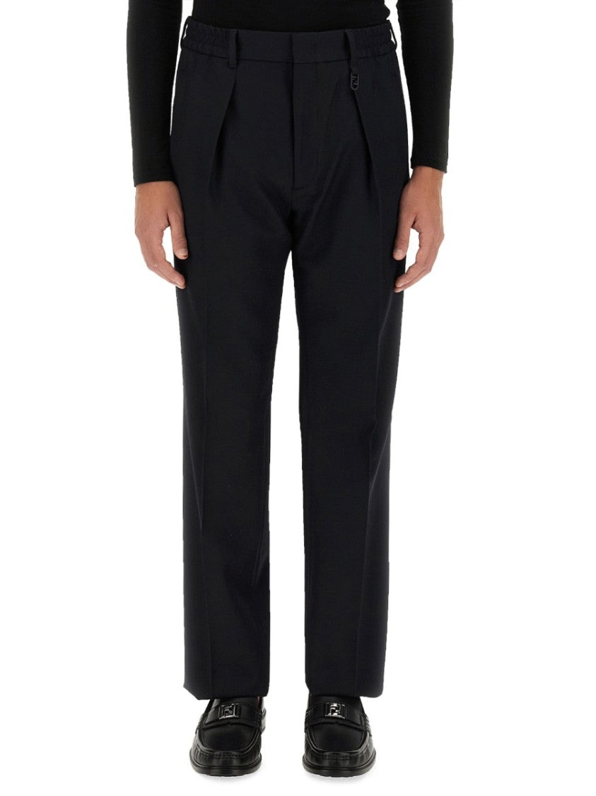 Fendi Straight-Fit Black Wool Pants