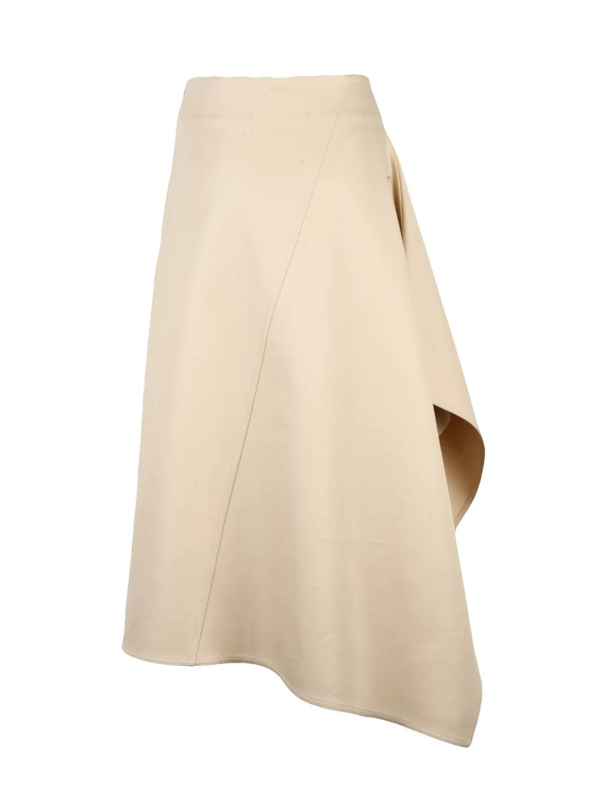 Bottega Veneta Asymmetrical Hem Cotton Skirt With Zip Closure