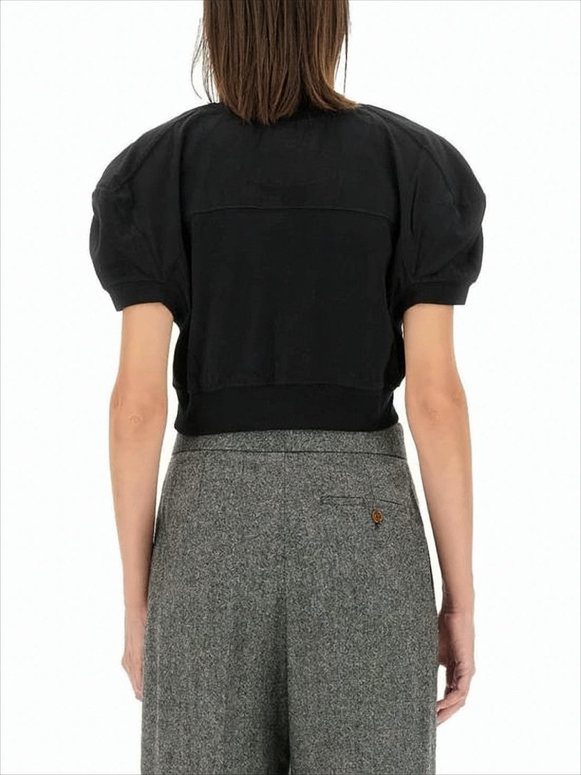 Vivienne Westwood Cropped T-Shirt With Puff Sleeves And Embroidered Logo