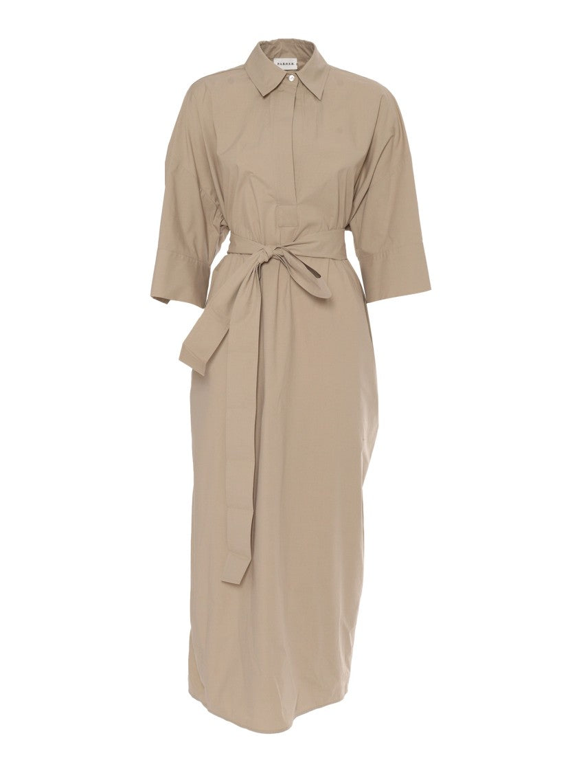 P.A.R.O.S.H. Classic Shirt Maxi Dress With Belted Waist