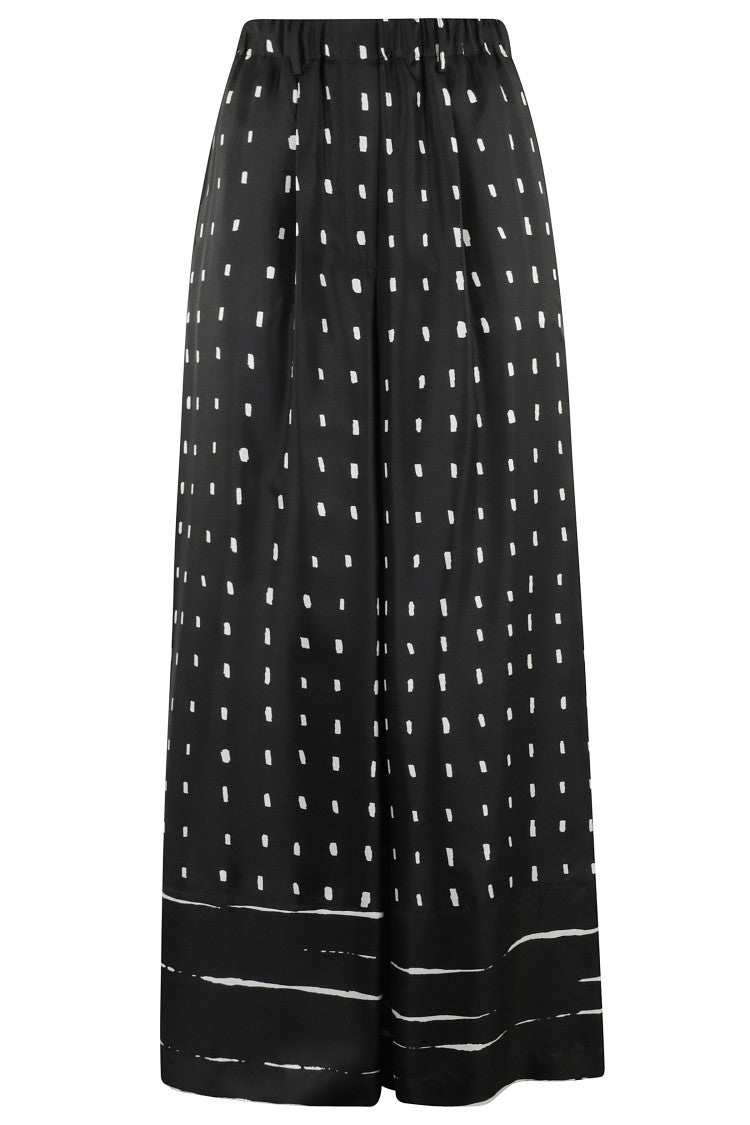 Alysi Fluid Black Silk Pants With Playful Dot