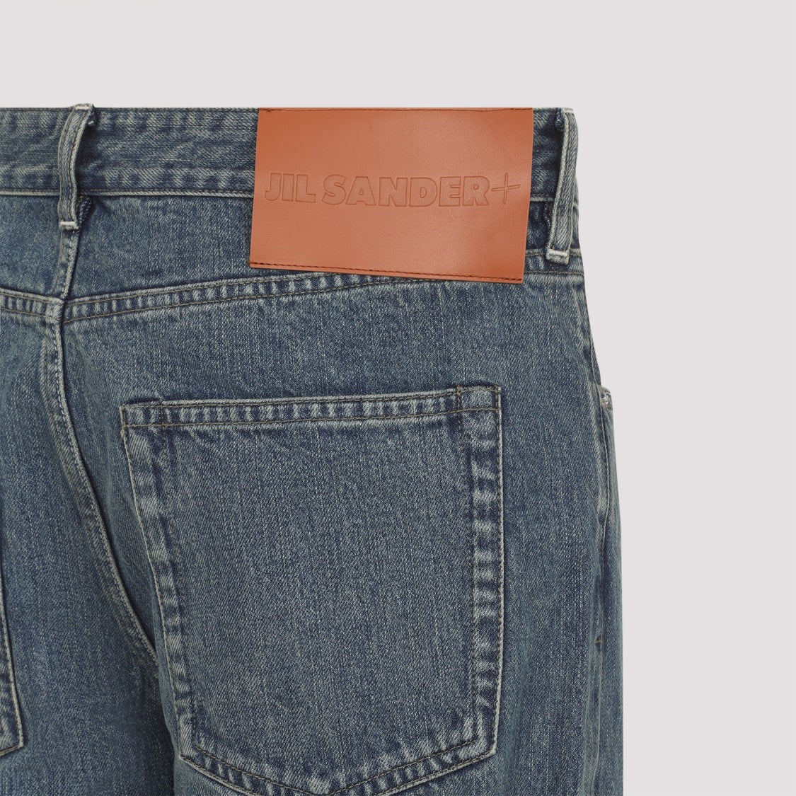 Jil Sander Straight Leg Washed Blue Cotton Denim Jeans