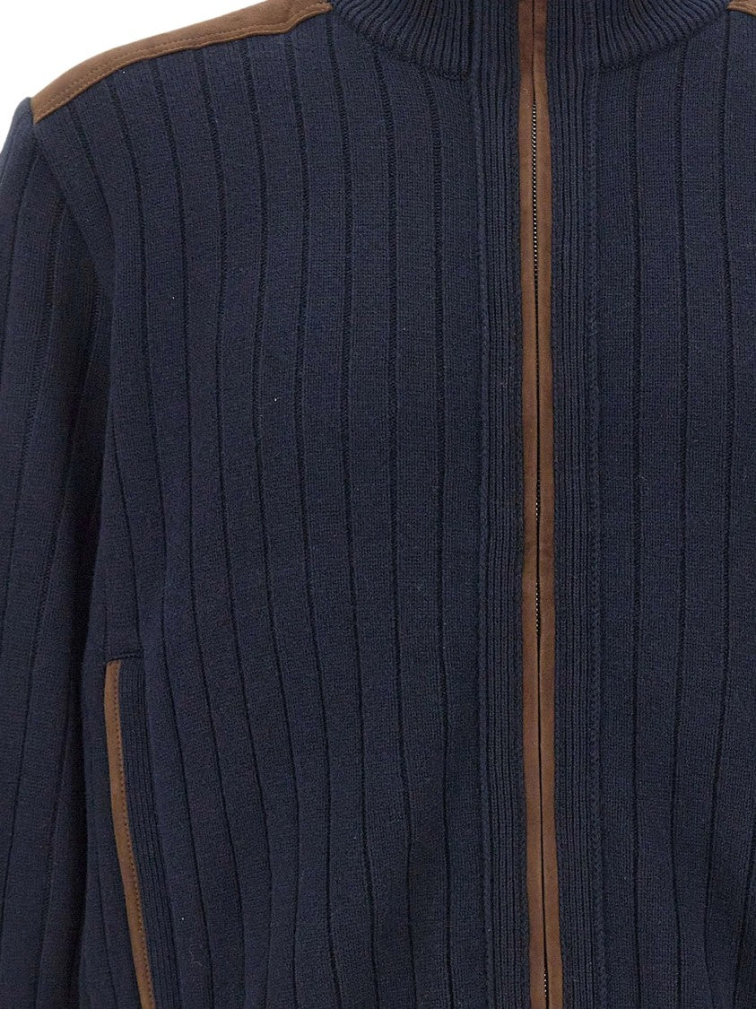 Paul & Shark Wool-Cashmere Ribbed Knit Zip-Through Knit