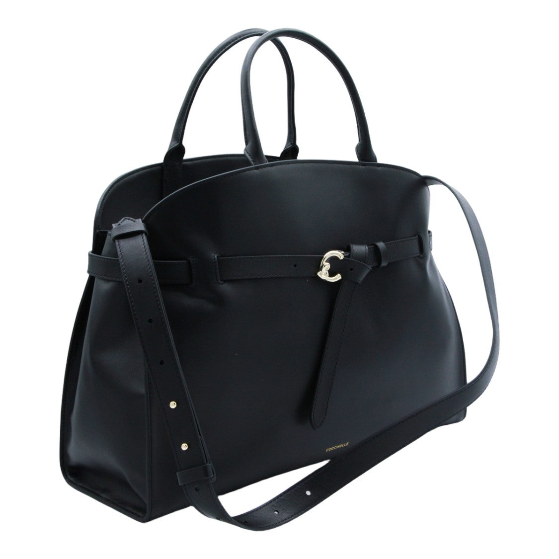 Coccinelle Structured Black Handbag With Rounded Top