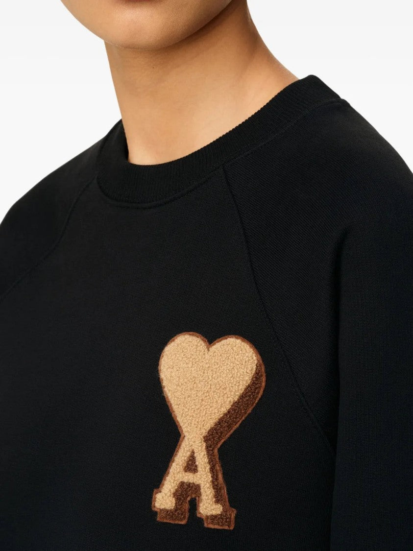 Ami Classic Crew Neck Sweatshirt With Iconic Heart Emblem