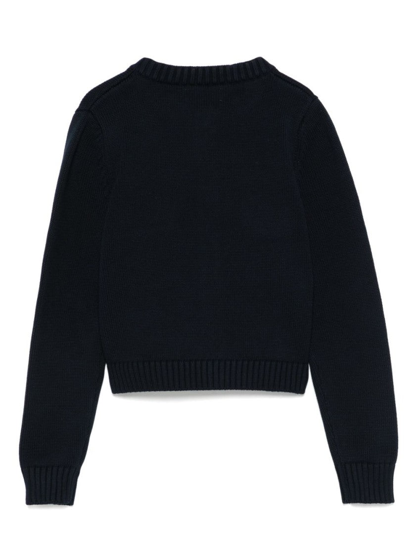 Lardini Cropped Midnight Blue Cotton Bomber