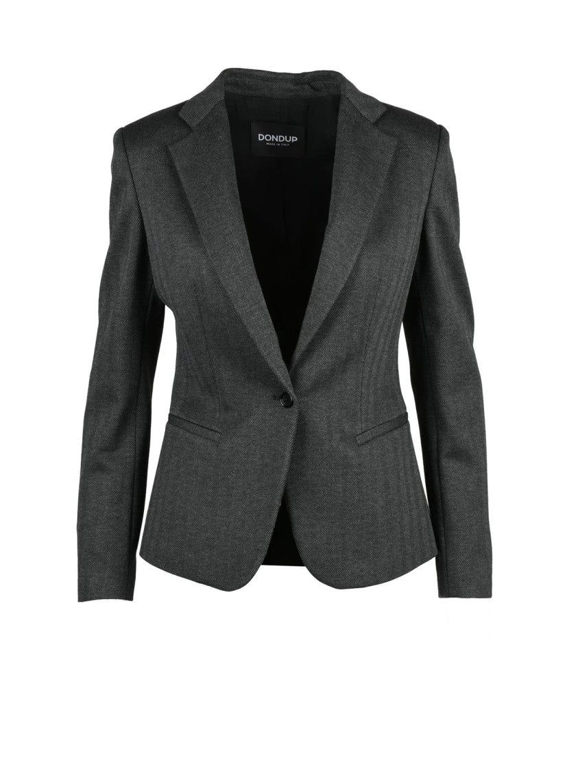 Dondup Black Logo Lined Viscose-Blend Blazer