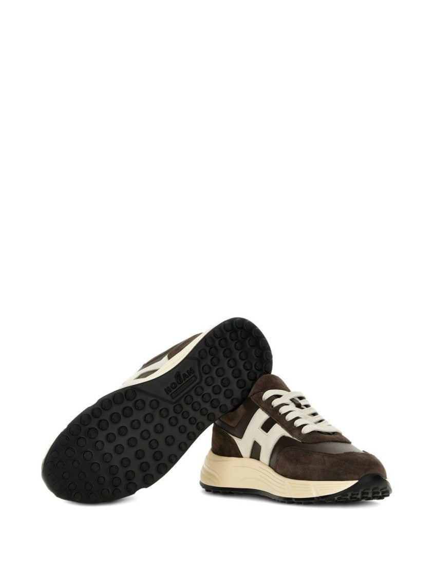 Hogan Coffee Brown Leather Sneakers With Memory Foam Insole