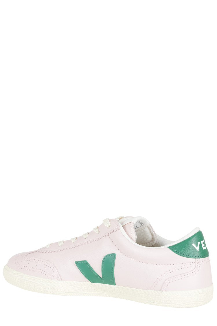 Veja Pink Volley Ot Green-Logo Leather Sneakers