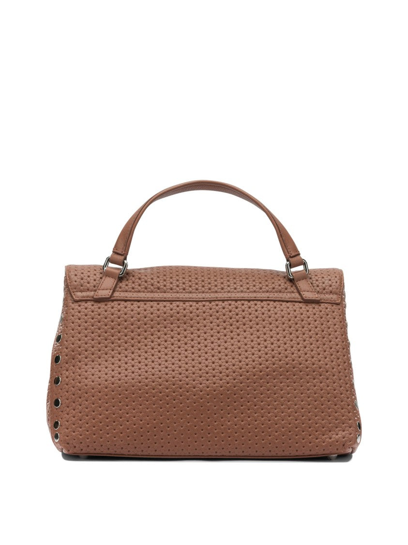 Zanellato Structured Perforated Leather Handbag With Dual Turn-Lock Closure