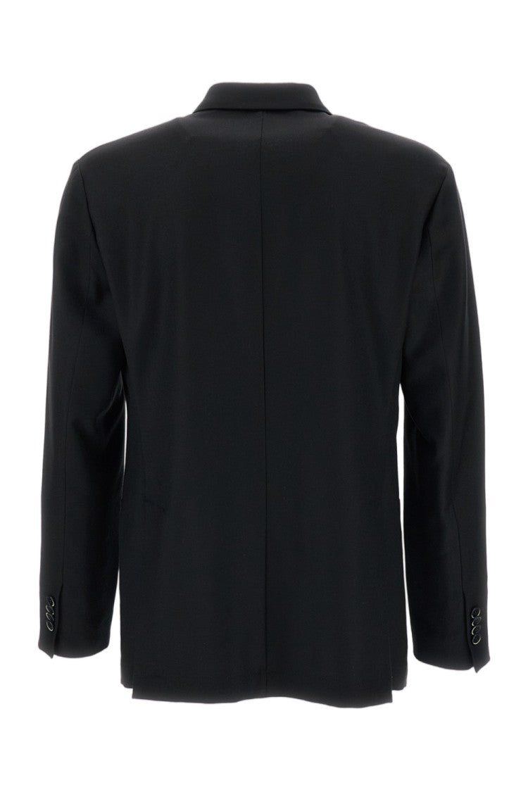 Barena Black Doria Stretch Wool Flannel Notch Lapels Blazer