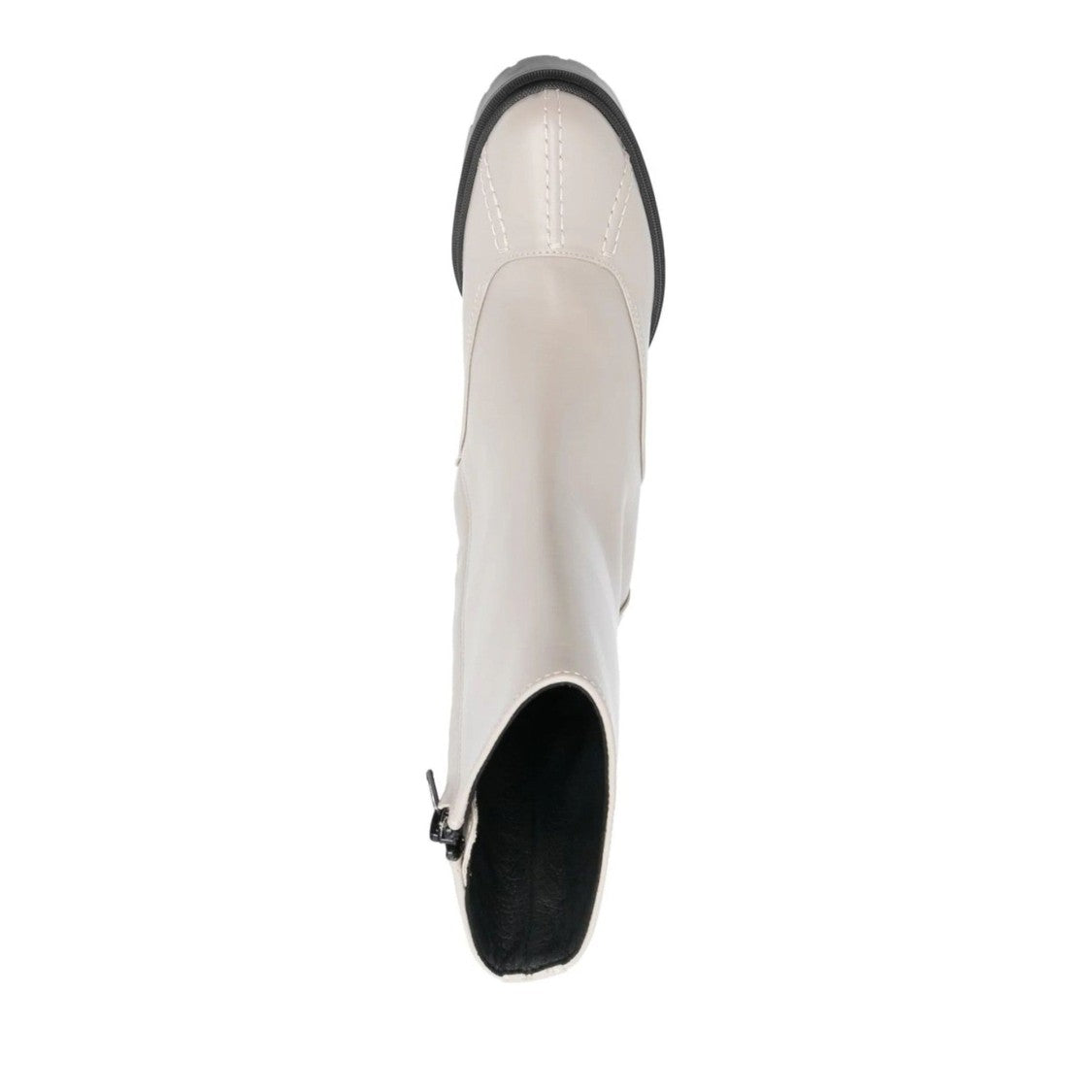Furla Grey Climb Mid Chunky Block Heel Zipper Leather Ankle Boots