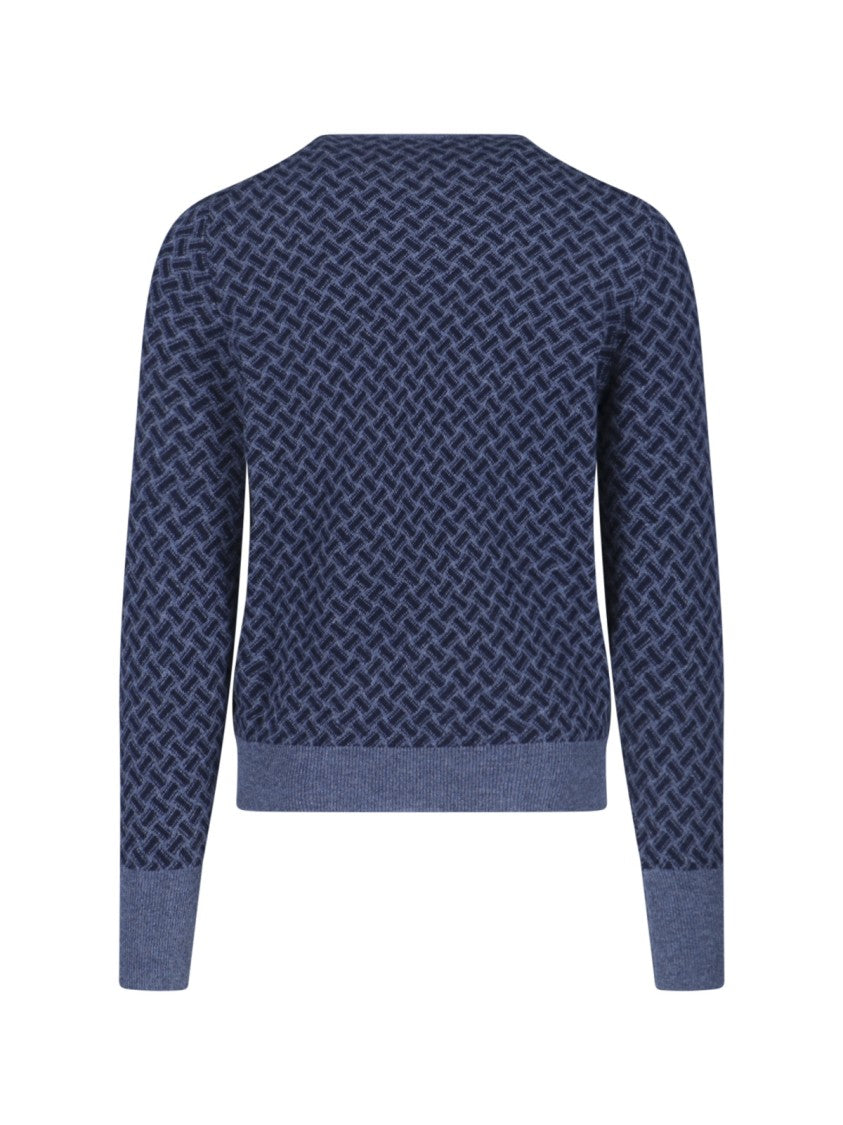 Drumohr Cashmere Sweater, Blue, Crew Neck, Long Sleeves