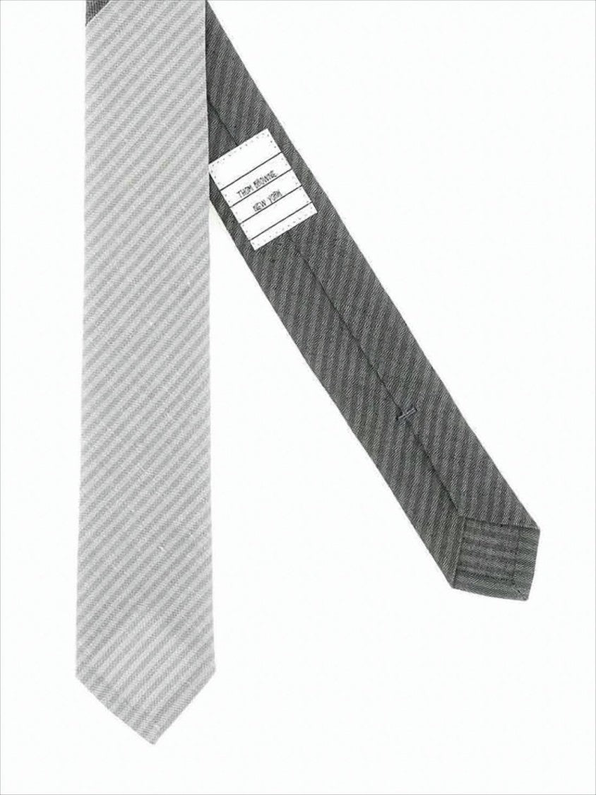 Thom Browne Two-Tone Textured Striping Slim Tie