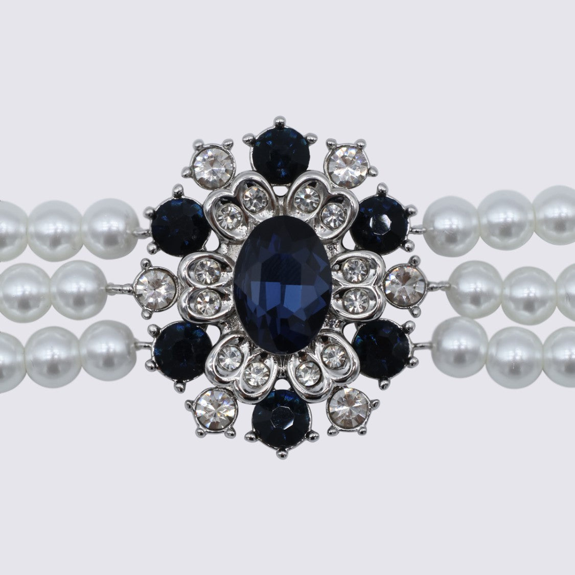 Self-Portrait Floral-Inspired Choker Necklace With Pearl Strands