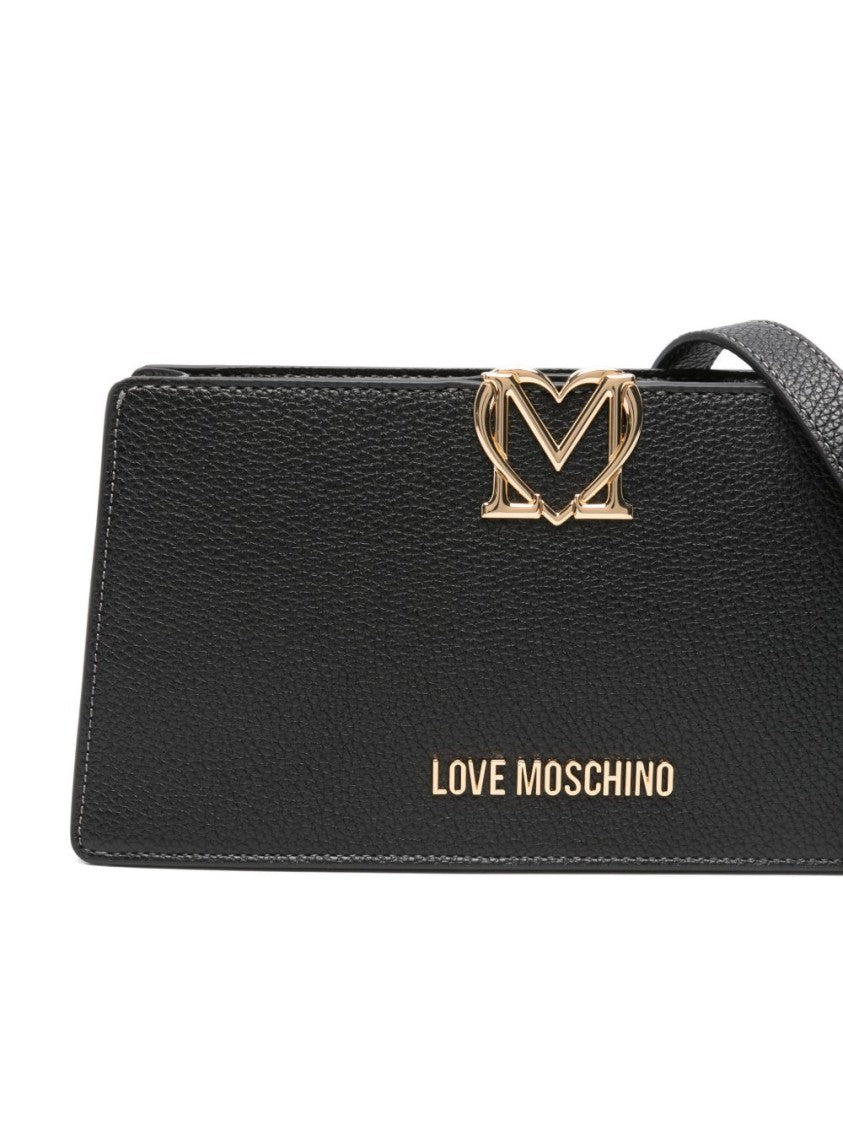 Love Moschino Textured Shoulder Bag With Gold Emblem Detail