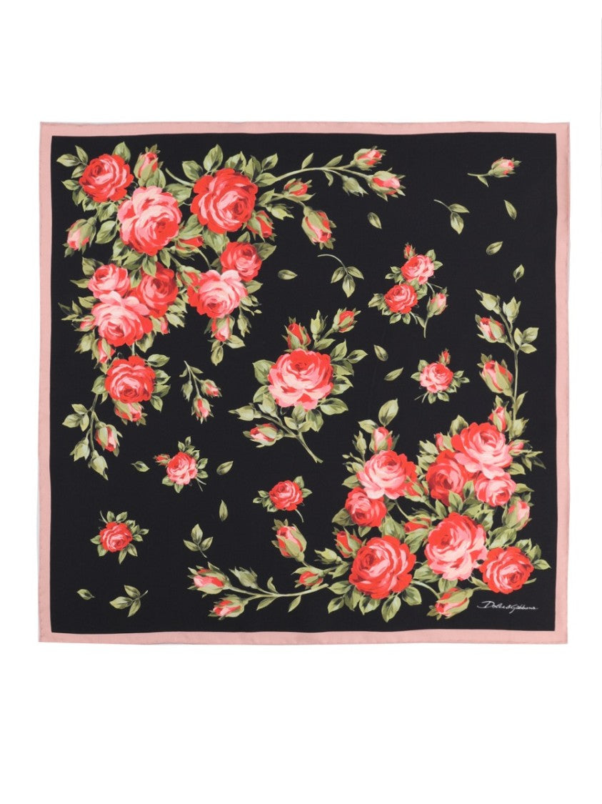 Dolce & Gabbana Floral Print Silk Square Scarf