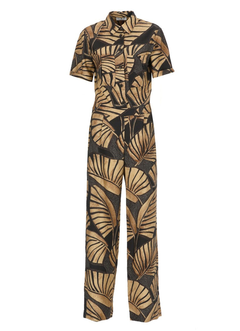 Pt Torino Brown Viscose Jumpsuit
