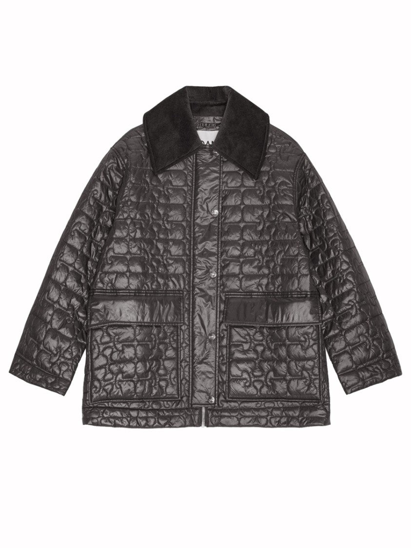 Ganni Neutrals Quilted Midi Recycled Nylon Coat