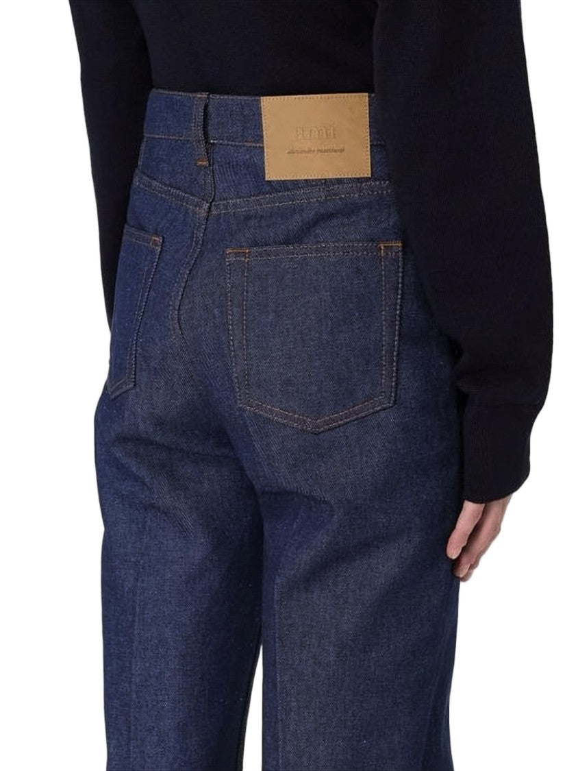 Ami Paris High-Waisted Wide-Leg Denim Pants