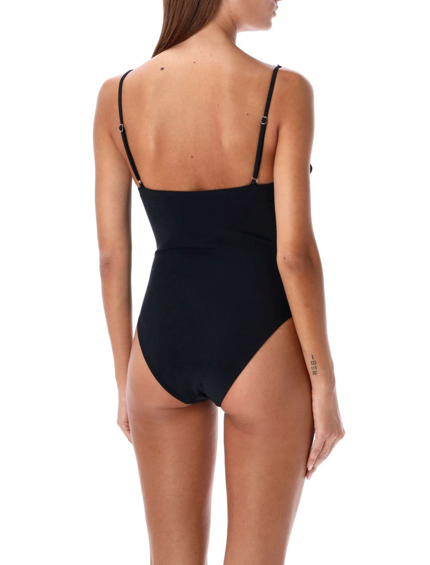 Magda Butrym One-Piece Swimsuit With Textured Floral Appliqués