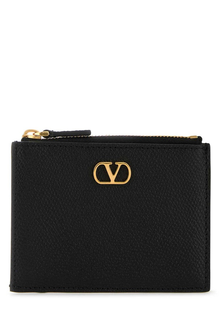 Valentino Garavani Black Leather Vlogo Card Holder