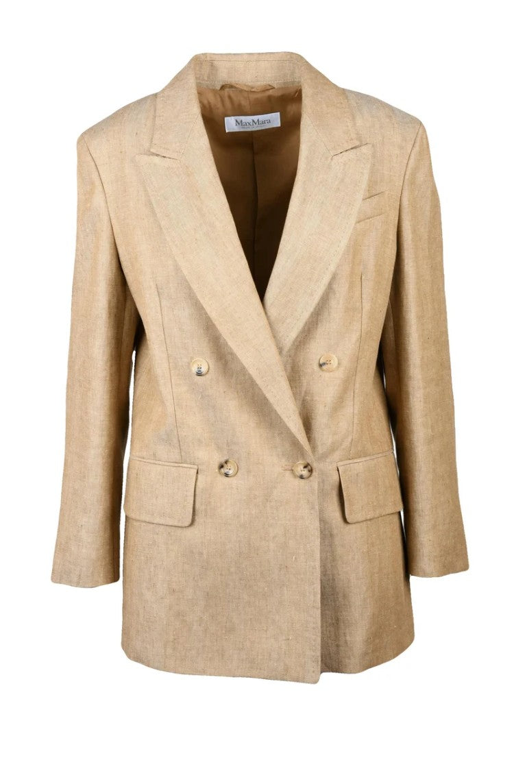 Max Mara Long Gerla Double-Breasted Jacket - Beige